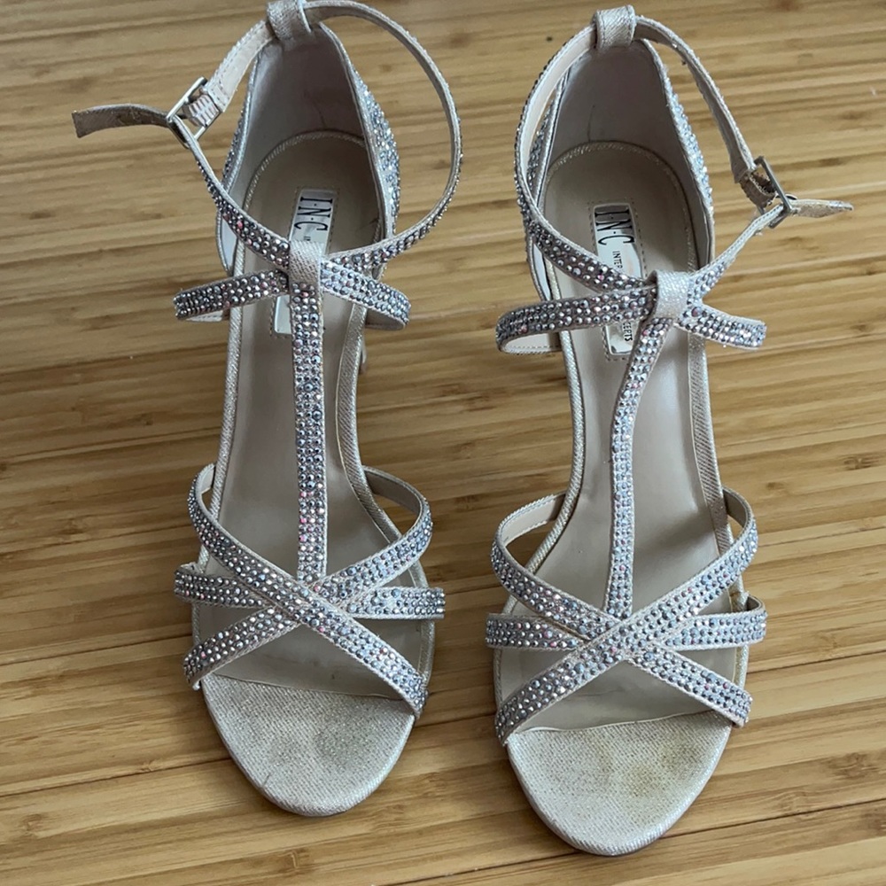 INC pearl gold heels